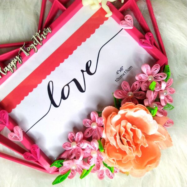 IMG_20230318_151349 Quilled Heart Shaped Photo frame - Pink
