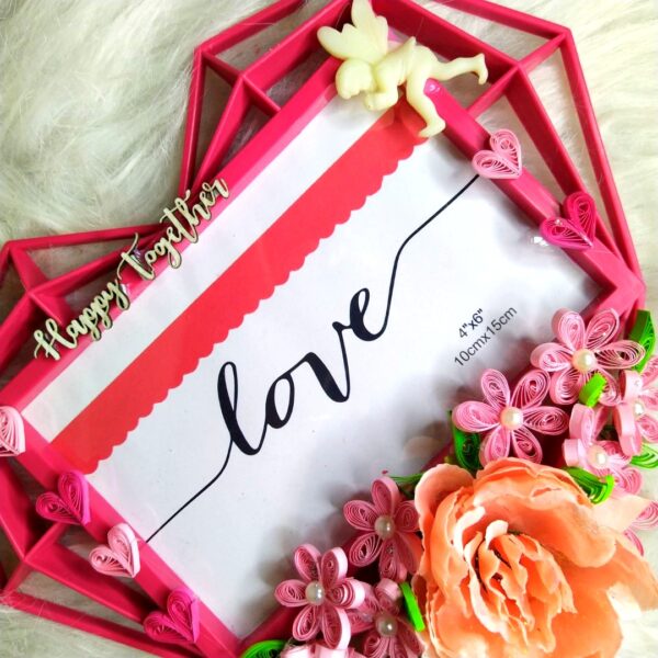 IMG_20230318_151400 Quilled Heart Shaped Photo frame - Pink