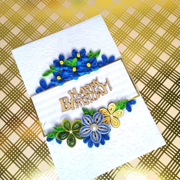 IMG_20230813_124349 Blue Flowers Happy Birthday Quilled Card