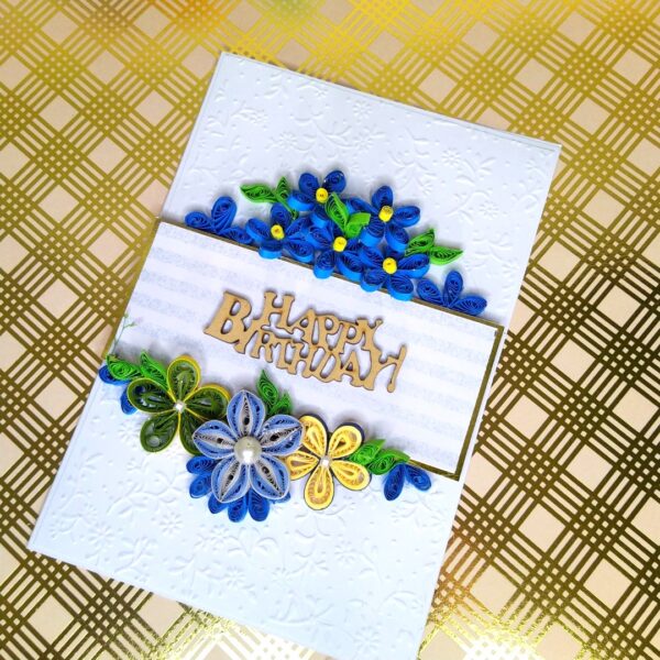 IMG_20230813_124357 Blue Flowers Happy Birthday Quilled Card