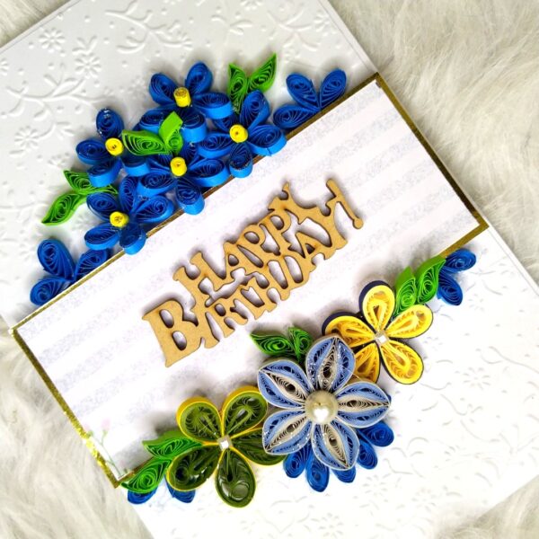 IMG_20230813_124615 Blue Flowers Happy Birthday Quilled Card