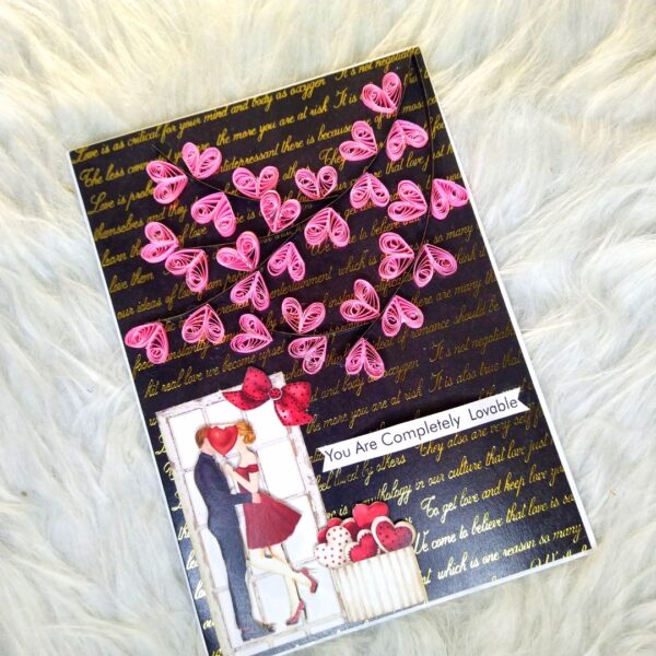 Quilled love tree of hearts greeting card