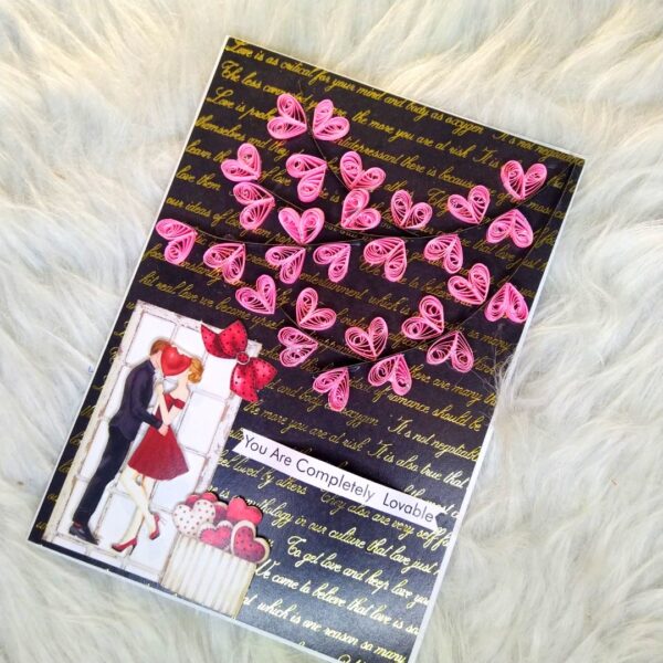 Quilled love tree of hearts greeting card