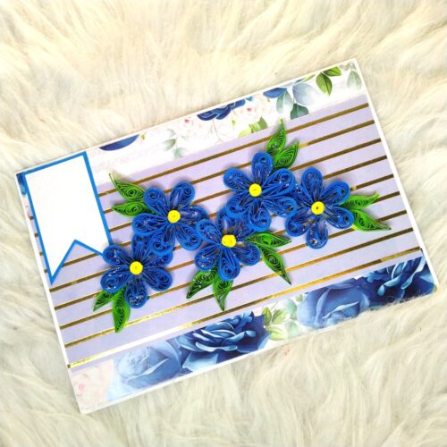 Sparkling Blue Quilled Flowers  card