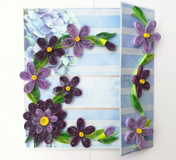 Purple Themed Flowers Mini Scrapbook Greeting Card image Purple Themed Flowers Mini Scrapbook Greeting Card image