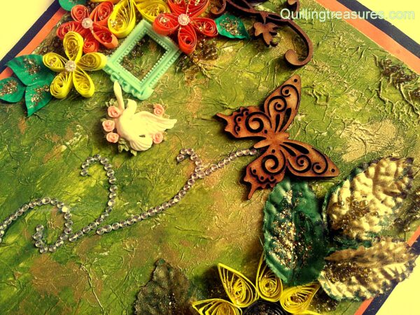 Mixed Media Green Themed Quilled Greeting Card Cum Scrapbook image Mixed Media Green Themed Quilled Greeting Card Cum Scrapbook image
