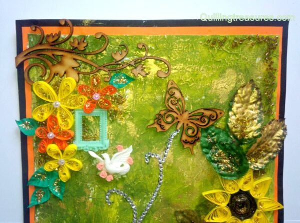 Mixed Media Green Themed Quilled Greeting Card Cum Scrapbook image Mixed Media Green Themed Quilled Greeting Card Cum Scrapbook image