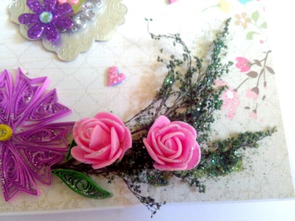 Purple Themed Variety Quilled Flowers Greeting Card image Purple Themed Variety Quilled Flowers Greeting Card image