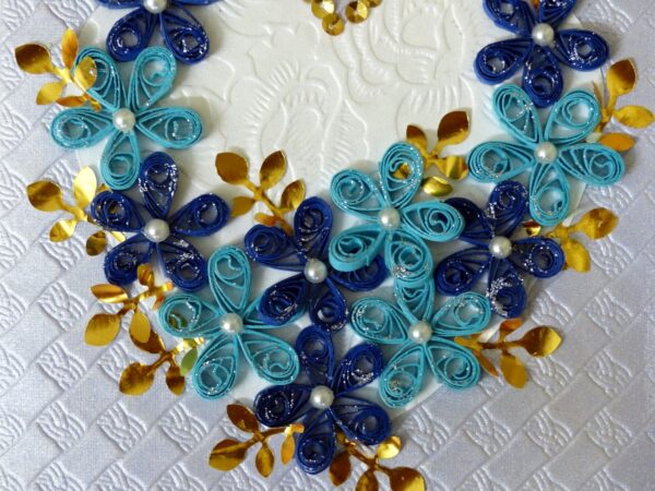 Sparkling Blue Flowers In A Heart Greeting Card image Sparkling Blue Flowers In A Heart Greeting Card image