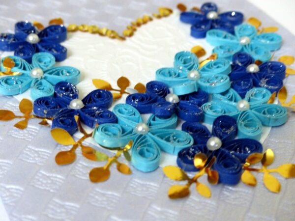Sparkling Blue Flowers In A Heart Greeting Card image Sparkling Blue Flowers In A Heart Greeting Card image