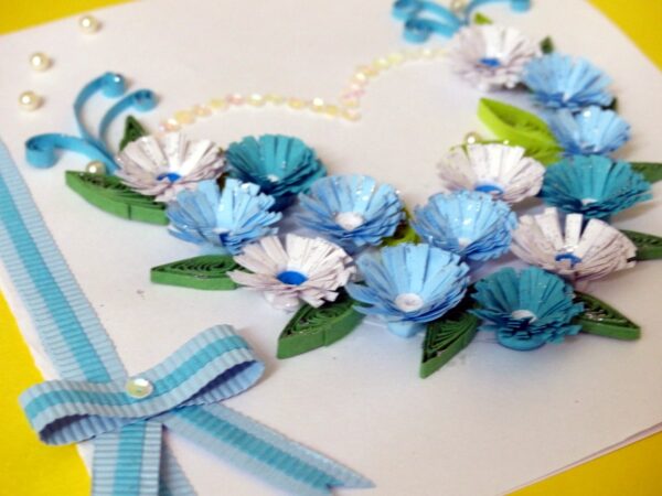 All Blues Heart With A Paper Ribbon Greeting Card image All Blues Heart With A Paper Ribbon Greeting Card image