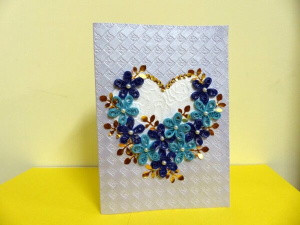 Sparkling Blue Flowers In A Heart Greeting Card image Sparkling Blue Flowers In A Heart Greeting Card image