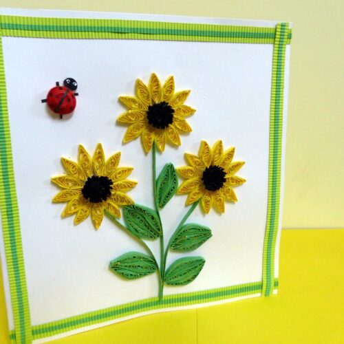 Bright Sunflowers Handmade Greeting Card image