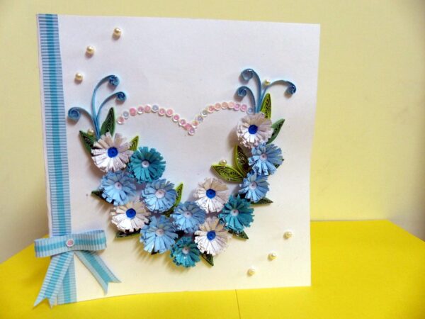 All Blues Heart With A Paper Ribbon Greeting Card image All Blues Heart With A Paper Ribbon Greeting Card image