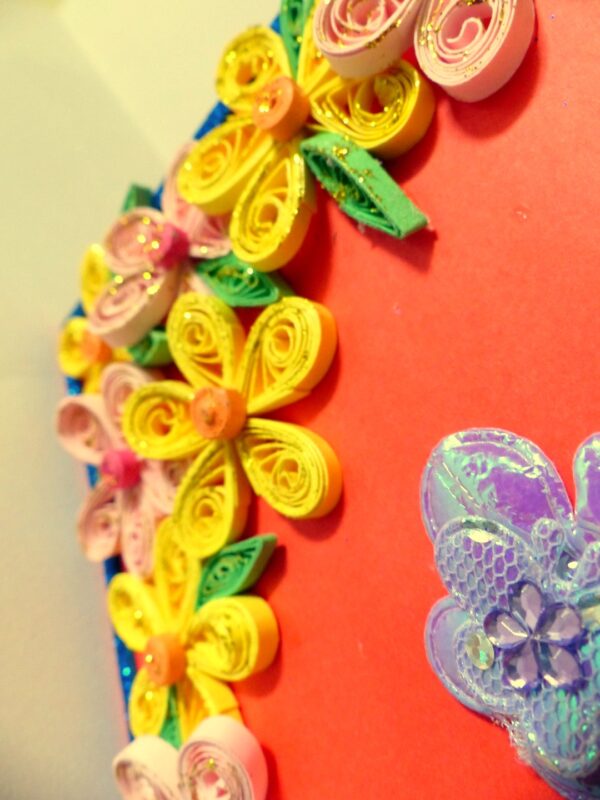 Beautiful Yellow And Pink Flowers On Red Greeting Card image Beautiful Yellow And Pink Flowers On Red Greeting Card image