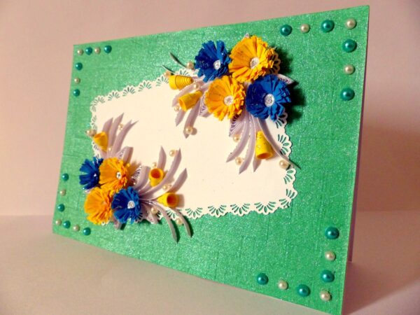 Sweet Blue and Yellow Flowers Greeting Card image Sweet Blue and Yellow Flowers Greeting Card image