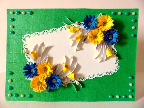Sweet Blue and Yellow Flowers Greeting Card image Sweet Blue and Yellow Flowers Greeting Card image