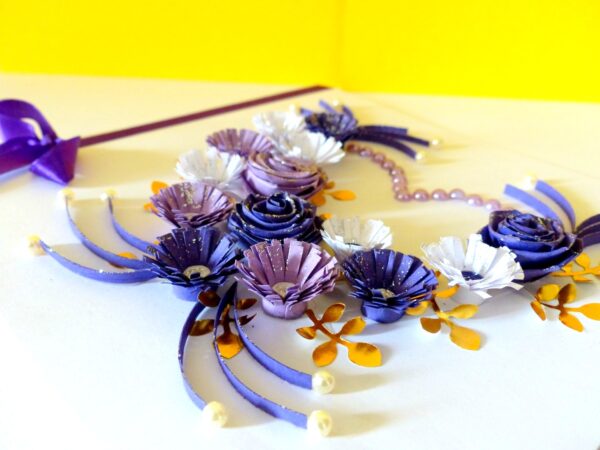 Purple Flowers and Roses In Heart Greeting Card image Purple Flowers and Roses In Heart Greeting Card image