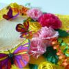 Yellow Paper Lace Border With Pink Flowers Greeting Card image Yellow Paper Lace Border With Pink Flowers Greeting Card image