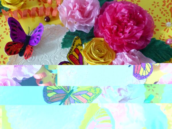 Yellow Paper Lace Border With Pink Flowers Greeting Card image Yellow Paper Lace Border With Pink Flowers Greeting Card image