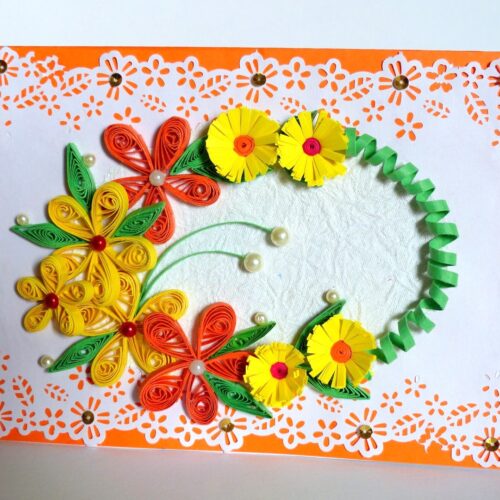 Beautiful Flower Lace Yellow Theme Greeting Card image