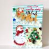 Christmas Santa Sleigh and Snowman Greeting Card image Christmas Santa Sleigh and Snowman Greeting Card image