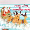Christmas Santa Sleigh and Snowman Greeting Card image Christmas Santa Sleigh and Snowman Greeting Card image