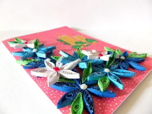 Blue and White Flowers with Candles Greeting Card image Blue and White Flowers with Candles Greeting Card image