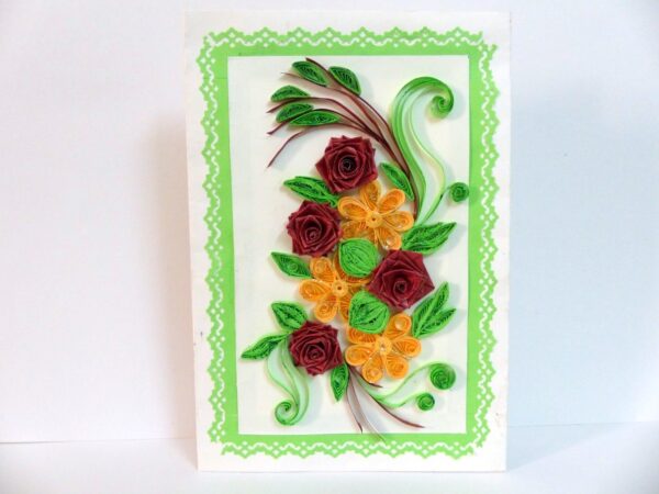 Green Theme Flower Bunch with Roses Greeting Card image Green Theme Flower Bunch with Roses Greeting Card image