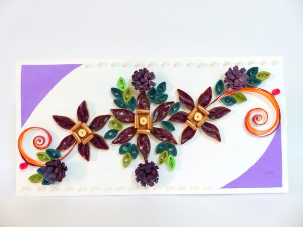 Beautiful Purple Flowers With Beads Greeting Card image Beautiful Purple Flowers With Beads Greeting Card image