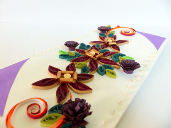 Beautiful Purple Flowers With Beads Greeting Card image Beautiful Purple Flowers With Beads Greeting Card image