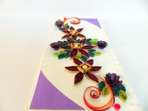 Beautiful Purple Flowers With Beads Greeting Card image Beautiful Purple Flowers With Beads Greeting Card image