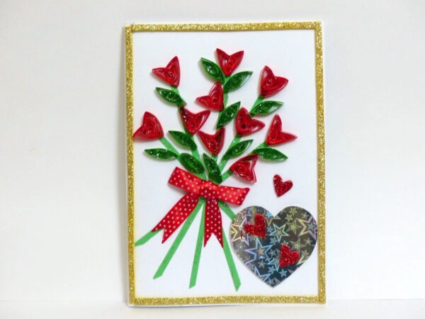 Glittering Love Hearts Bouquet Greeting card image Glittering Love Hearts Bouquet Greeting card image