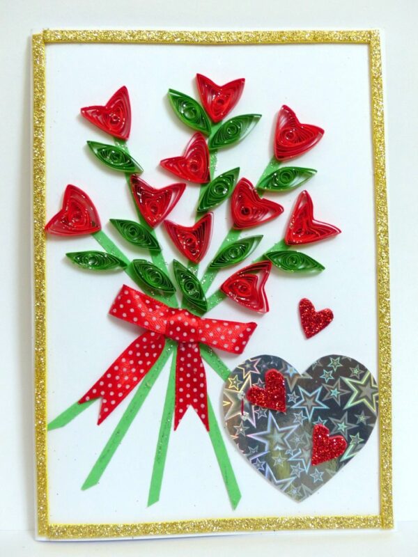 Glittering Love Hearts Bouquet Greeting card image Glittering Love Hearts Bouquet Greeting card image