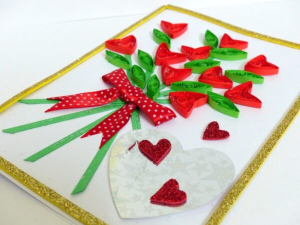 Glittering Love Hearts Bouquet Greeting card image Glittering Love Hearts Bouquet Greeting card image
