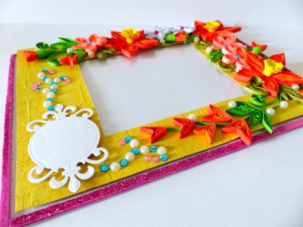 Bright Yellow Base With Red Orange Flowers Greeting Card image Bright Yellow Base With Red Orange Flowers Greeting Card image