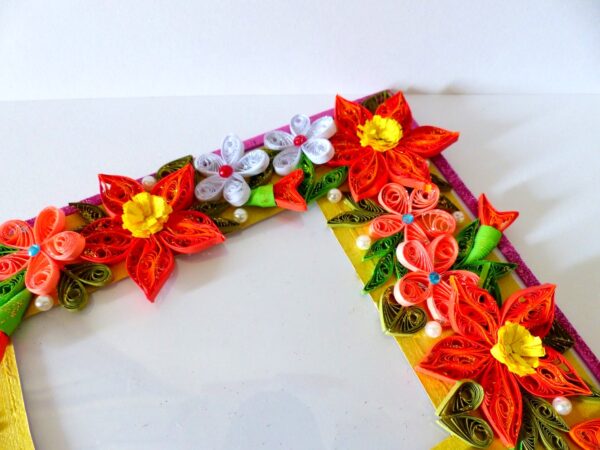 Bright Yellow Base With Red Orange Flowers Greeting Card image Bright Yellow Base With Red Orange Flowers Greeting Card image