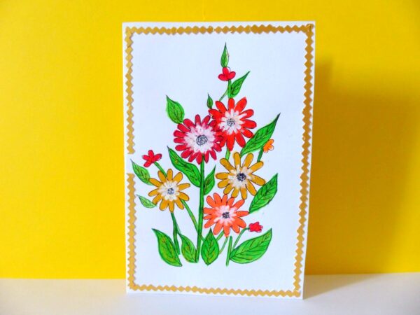 Flower Painting Handmade Greeting Card image Flower Painting Handmade Greeting Card image