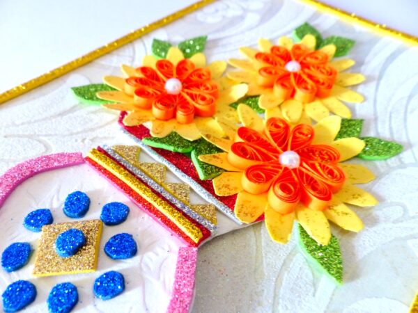 Sweet Yellow Glittering Flower Vase Card image Sweet Yellow Glittering Flower Vase Card image