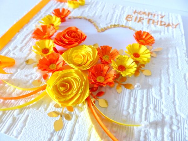 Yellow Flowers And Roses In Heart Greeting card image Yellow Flowers And Roses In Heart Greeting card image