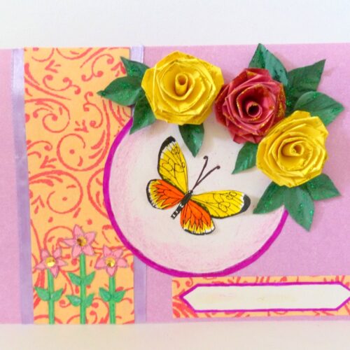 Pink Themed Roses Greeting Card image