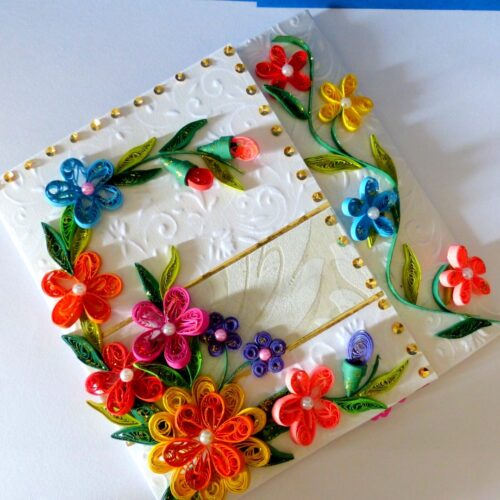 Multicolor Flowers Mini Scrapbook Greeting Card image