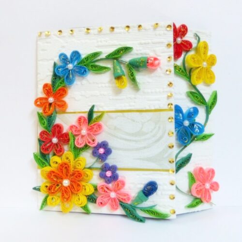 Multicolor Flowers Mini Scrapbook Greeting Card image