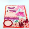 Pink Dress and Bag Girl Quilled Greeting Card image Pink Dress and Bag Girl Quilled Greeting Card image