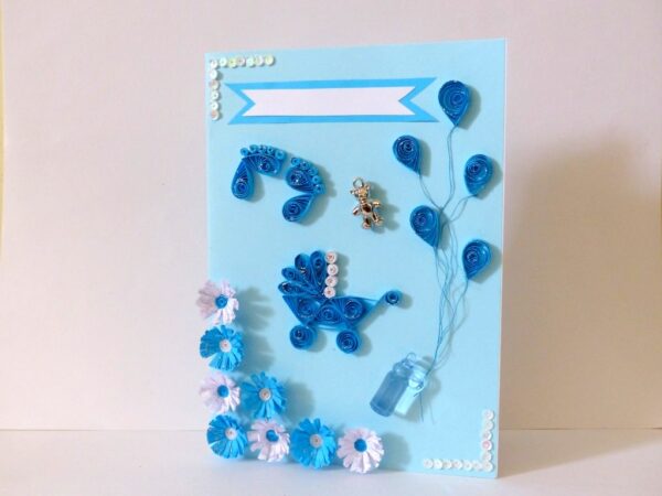 Quilled Baby Boy Greeting Card image Quilled Baby Boy Greeting Card image