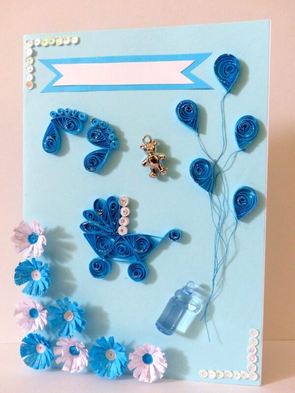 Quilled Baby Boy Greeting Card image Quilled Baby Boy Greeting Card image