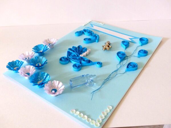 Quilled Baby Boy Greeting Card image Quilled Baby Boy Greeting Card image