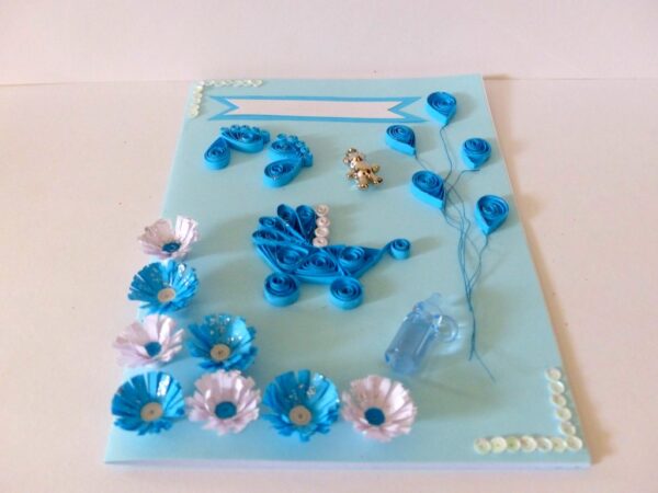 Quilled Baby Boy Greeting Card image Quilled Baby Boy Greeting Card image