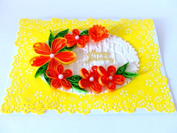 Quilled Yellow Themed Birthday Greeting Card image Quilled Yellow Themed Birthday Greeting Card image