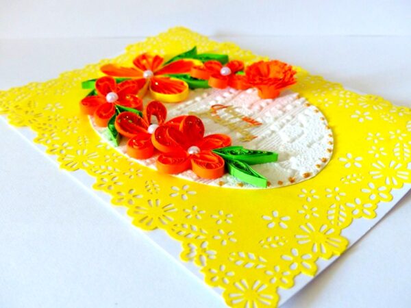 Quilled Yellow Themed Birthday Greeting Card image Quilled Yellow Themed Birthday Greeting Card image